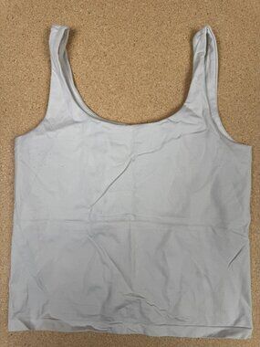 Avec Les Filles Women's Seamless Tank Top, White/Light Gray, Size S/M